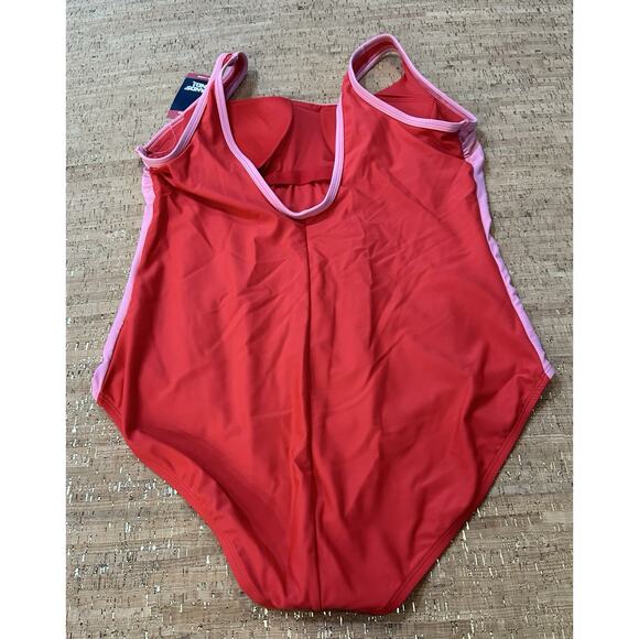 Lands' End Women's One Piece Swimsuit Size XL/18 Red Pink Stretch UPF 50 New NWT - Picture 2 of 7